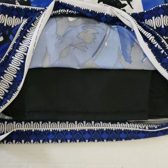 INC Blue Black Retro 90s Abstract Print Sleeveless Stretchy Mini Dress - Picture 7 of 9